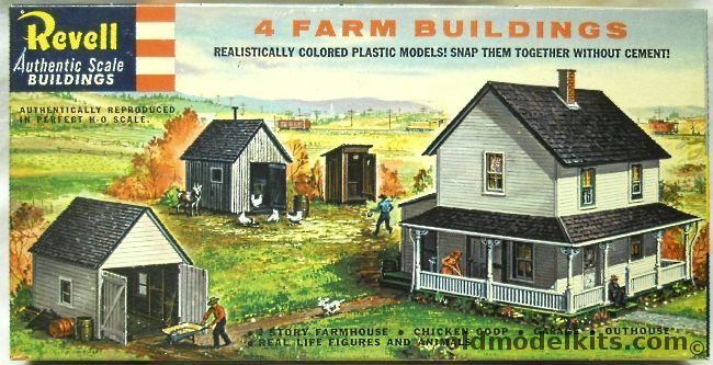 Revell 1/87 Four Farm Buildings - HO Scale, T9003-198 plastic model kit